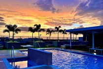 Our rooftop pool and hot tub during one of Tampa's beautiful sunsets